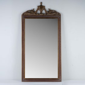 Vintage Wall Mirror with Ornate Urn Crest