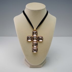 Baccarat Crystal 18k Gold Cross Necklace