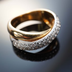 18K Gold and Diamond Ring by Birks, Crossover Design
