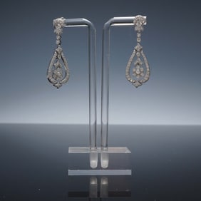 18K White Gold and Diamond Drop Earrings