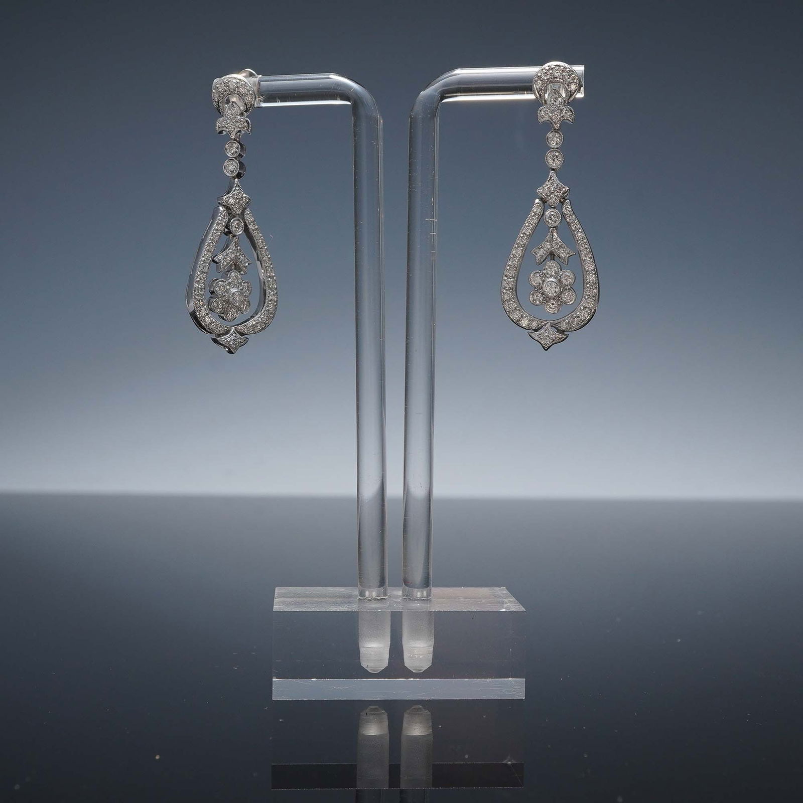 18K White Gold and Diamond Drop Earrings (1 of 5)