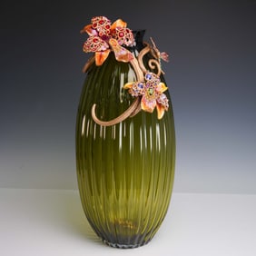 Jay Strongwater Jonah Lily Scroll Vase