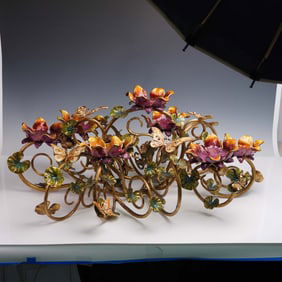Jay Strongwater Claudine Floral & Butterfly Candelabra