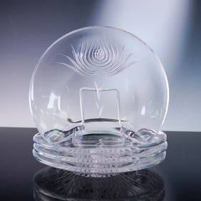Set of 4 Lalique Balmoral Crystal Plates from Marie-Claude Lalique Estate