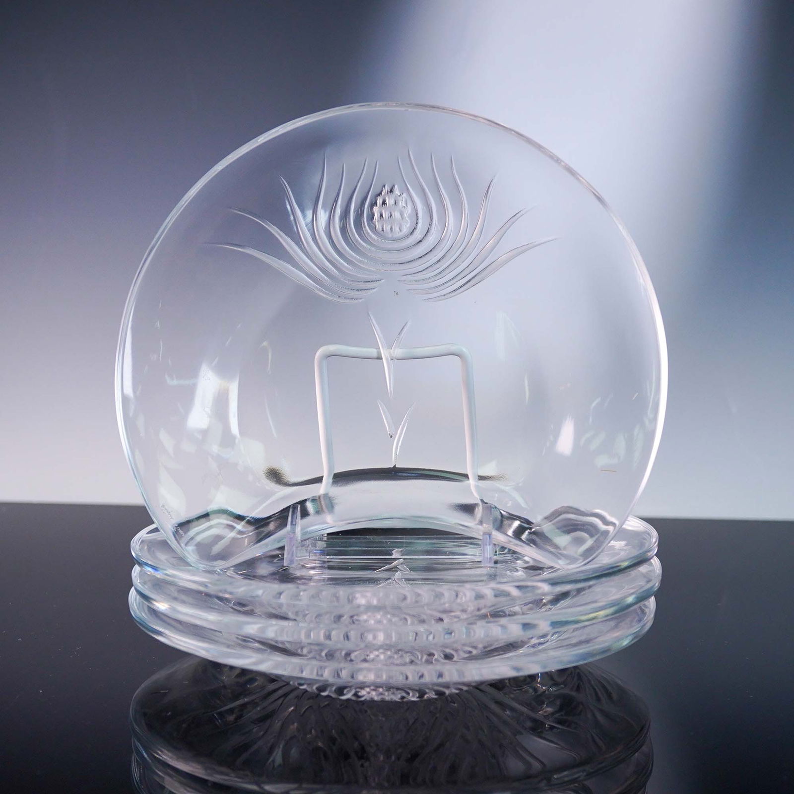 Set of 4 Lalique Balmoral Crystal Plates from Marie-Claude Lalique Estate (1 of 4)