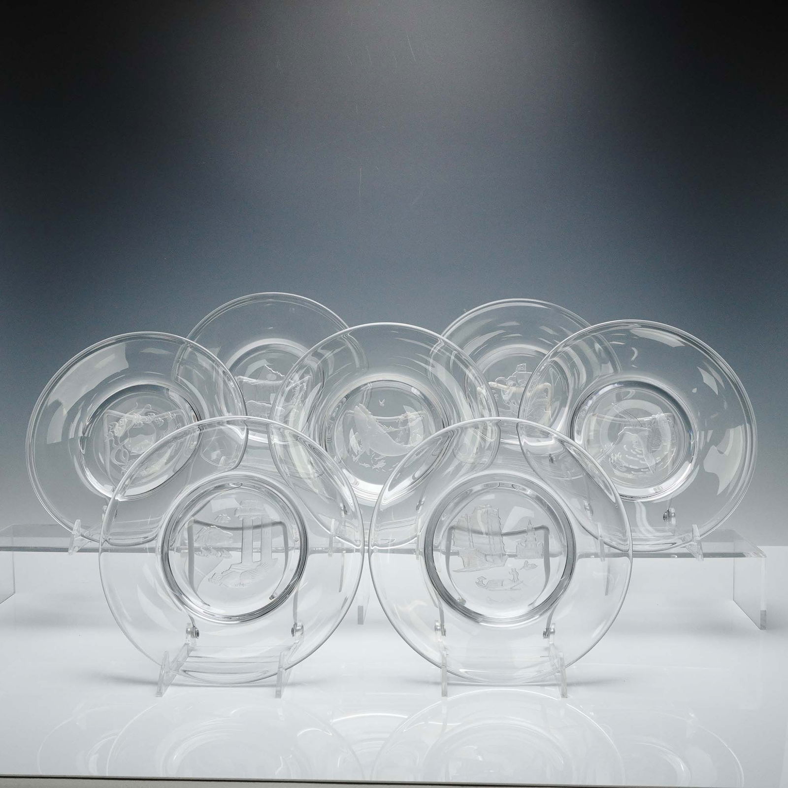 7pc Franklin Crystal Plates by James Wyeth, The Seven Seas Collection (1 of 10)