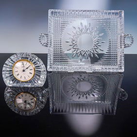Waterford Crystal Lismore Tray and Cristal d'Arques Clock
