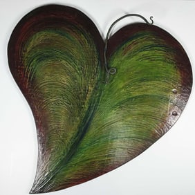 Susej, Large Original Acrylic on Wood, Heart, Signed