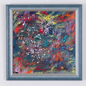 Vibrant Masonite Abstract Painting