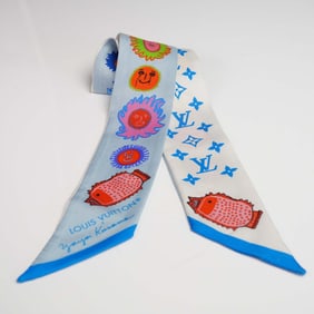 Louis Vuitton by Yayoi Kusama Silk Bandeau, Blue Faces and Monogram, 2023