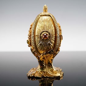 Joan Rivers Faberge Style Egg Trinket Box with Amber Gem and Stand