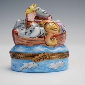 Limoges France Trinket Box, Noah's Ark by Cesar Palma, Limited Edition