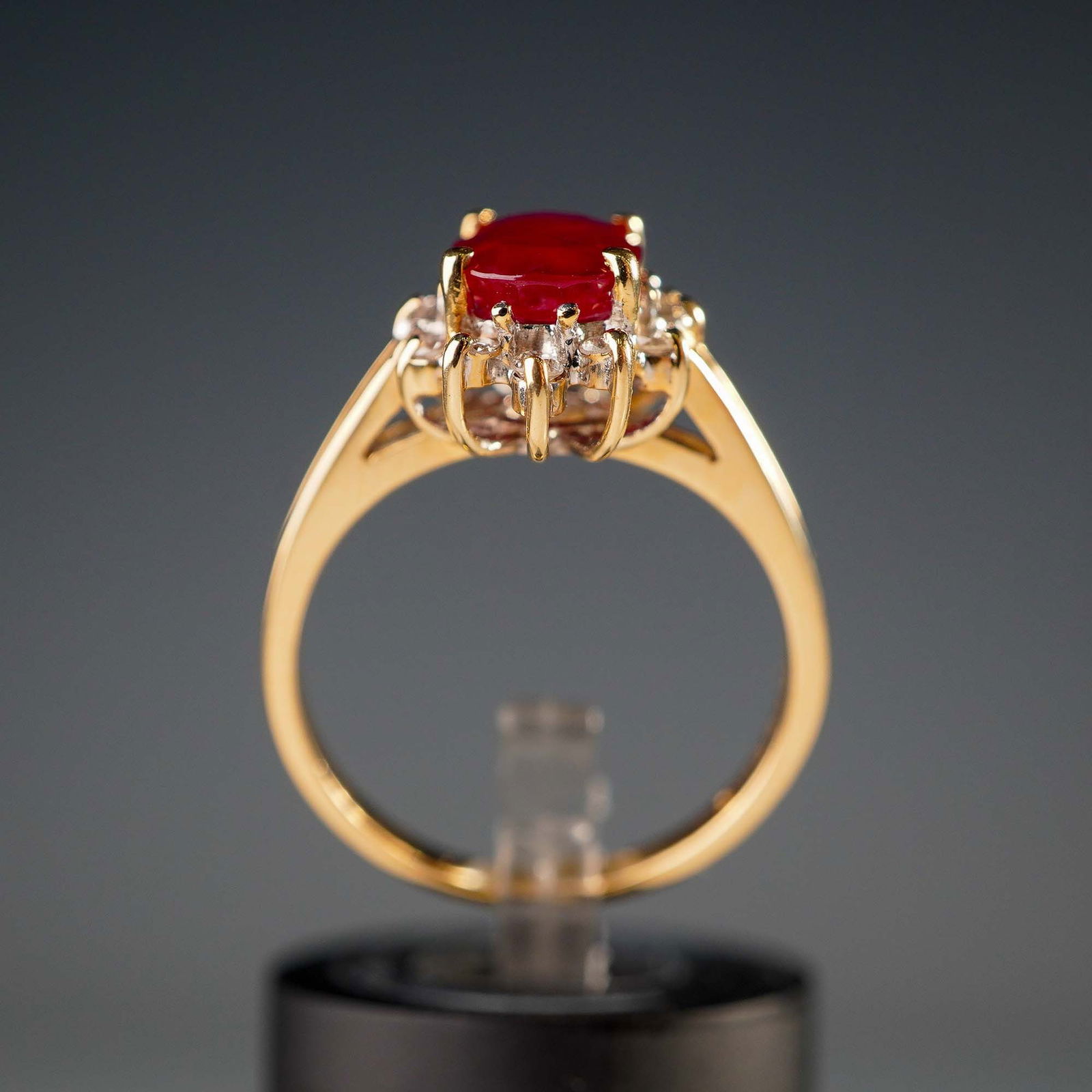 14kt Yellow Gold Ring with 1.55ct Natural Ruby and Diamond Halo (1 of 8)