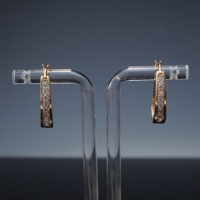 14K Gold and Diamond Hoop Earrings