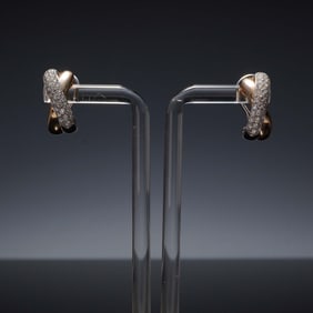 18K Two-Tone Gold and Diamond Clip Earrings by Birks