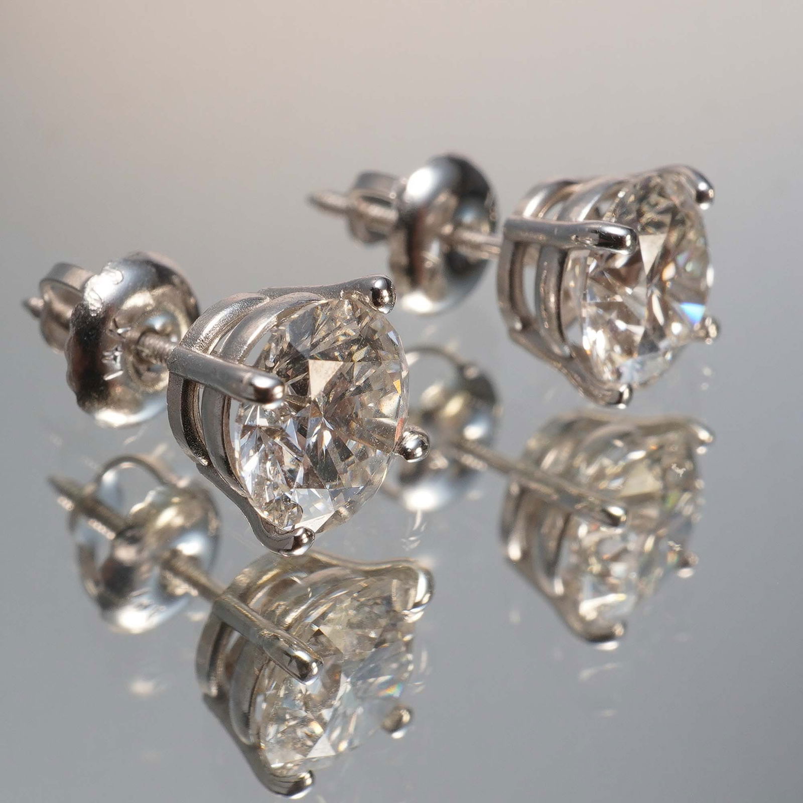 2.13 CTW Lab-Grown Diamond Stud Earrings, F/VS2 in 14K White Gold (1 of 8)