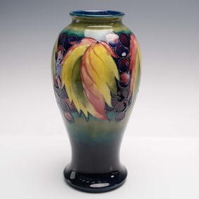 Elegant Moorcroft Pottery Vase Leaf and Berry Pattern