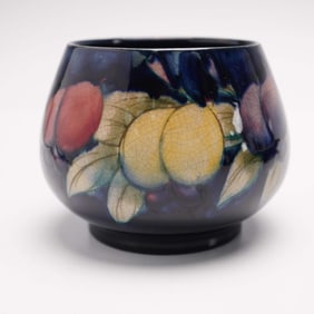 Moorcroft Pottery Bowl, Hand Painted Wisteria Fruits & Leaves, Circa 1930
