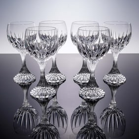 6pc Baccarat Crystal Wine Glasses, Massena