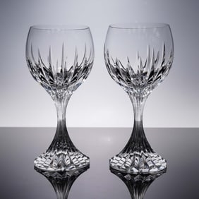 Pair of Baccarat Crystal Water Goblets, Massena
