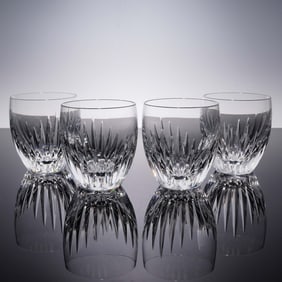 4pc Baccarat Crystal Tumblers, 10oz Massena