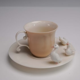 Lladro Porcelain Cup and Saucer Set, Duckings 1006045