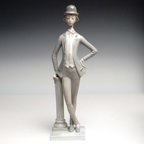 Lladro Porcelain Figurine, Boy w/ Bowler 1001029
