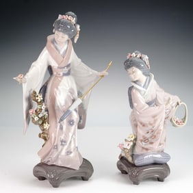 2pc Lladro Porcelain Figurines 01451 Teruko & 01447 Michiko w/Original Box