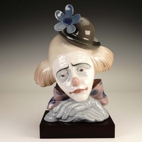 Pensive Clown Porcelain Figurine with Bowler Hat 5130