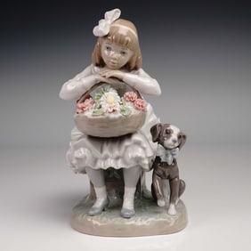 Lladro Porcelain Figurine, Girl with Flowers 1001088