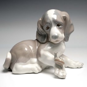 Lladro Porcelain Figurine, Dog and Snail 1001139