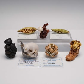 7pc Adam Binder Assorted Resin Figurines and Treasure Boxes