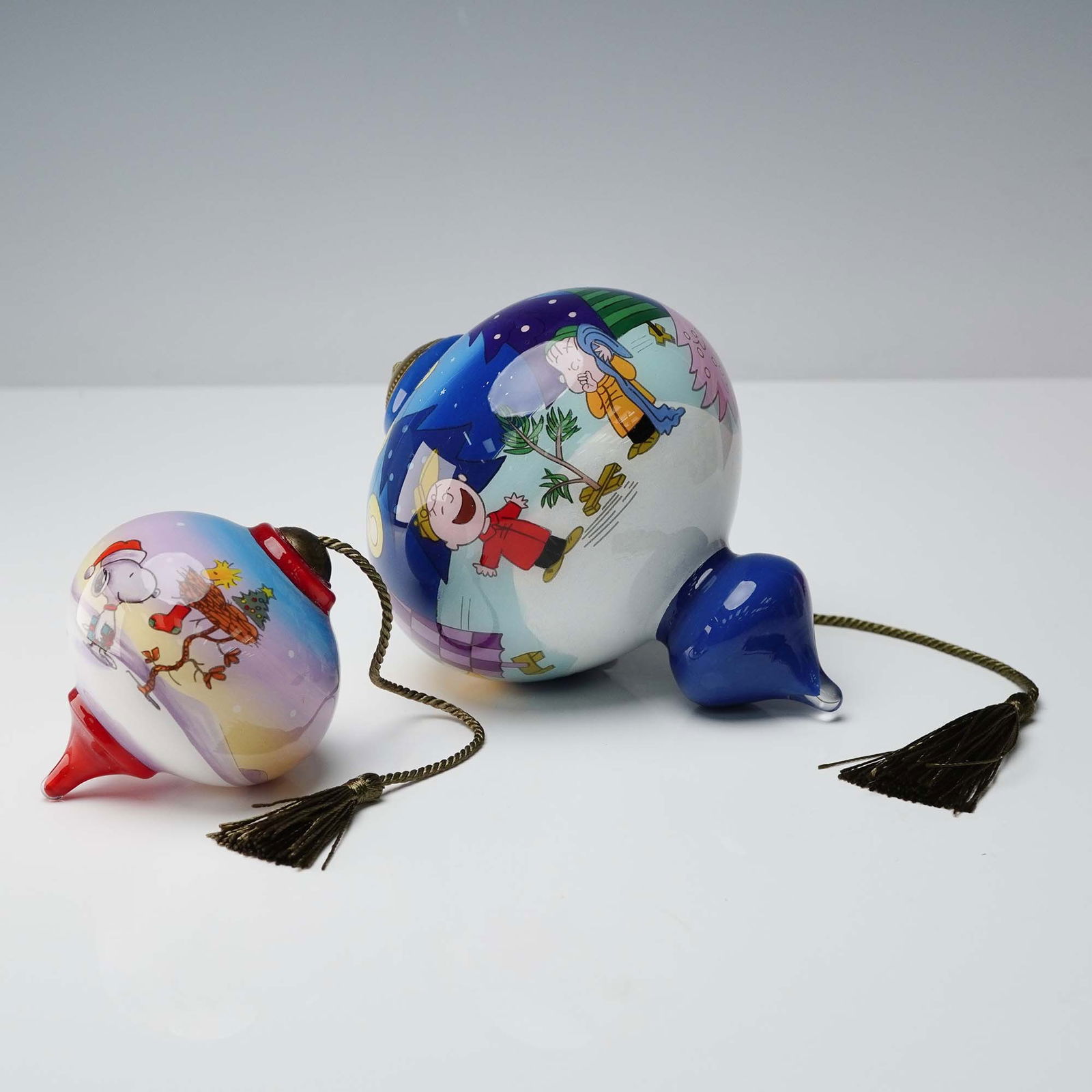 2pc Ne'Qwa Art Peanuts Christmas Ornaments, Blown Glass (1 of 8)