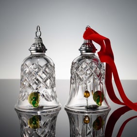2pc Waterford Crystal Figurines, 3rd & 4th Edition Bell Ornaments