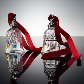 2pc Waterford Crystal Figurines, 7th & 8th Edition Bell Ornaments