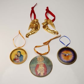 5pc Flat Ornaments, Metropolitan Museum of Art Religious Theme