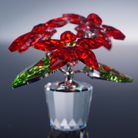 Swarovski Crystal Figurine, Small Poinsettia in Pot