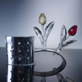 4pc Swarovski Crystal SCS Tulips and Stands