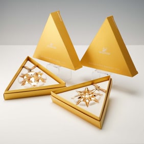 2pc Swarovski SCS 2009 and 2010 Christmas Ornaments