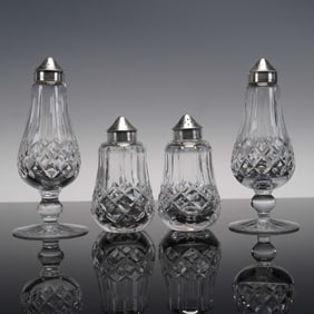 4pc Waterford Crystal Salt and Pepper Shaker Set