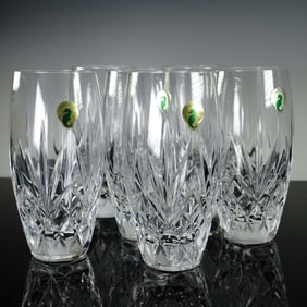6pc Waterford Crystal Cut Glass Water Goblets Set