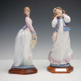 Lladro Porcelain Figurines, Dreams of a Summer Past and Basket of Love