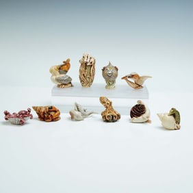 10pc Adam Binder and Harmony Kingdom Animal Figurines, Sea Theme