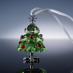 Swarovski Crystal Figurine, Green Christmas Tree Ornament