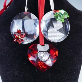 3pc Swarovski Crystal Holiday Drop Ornaments
