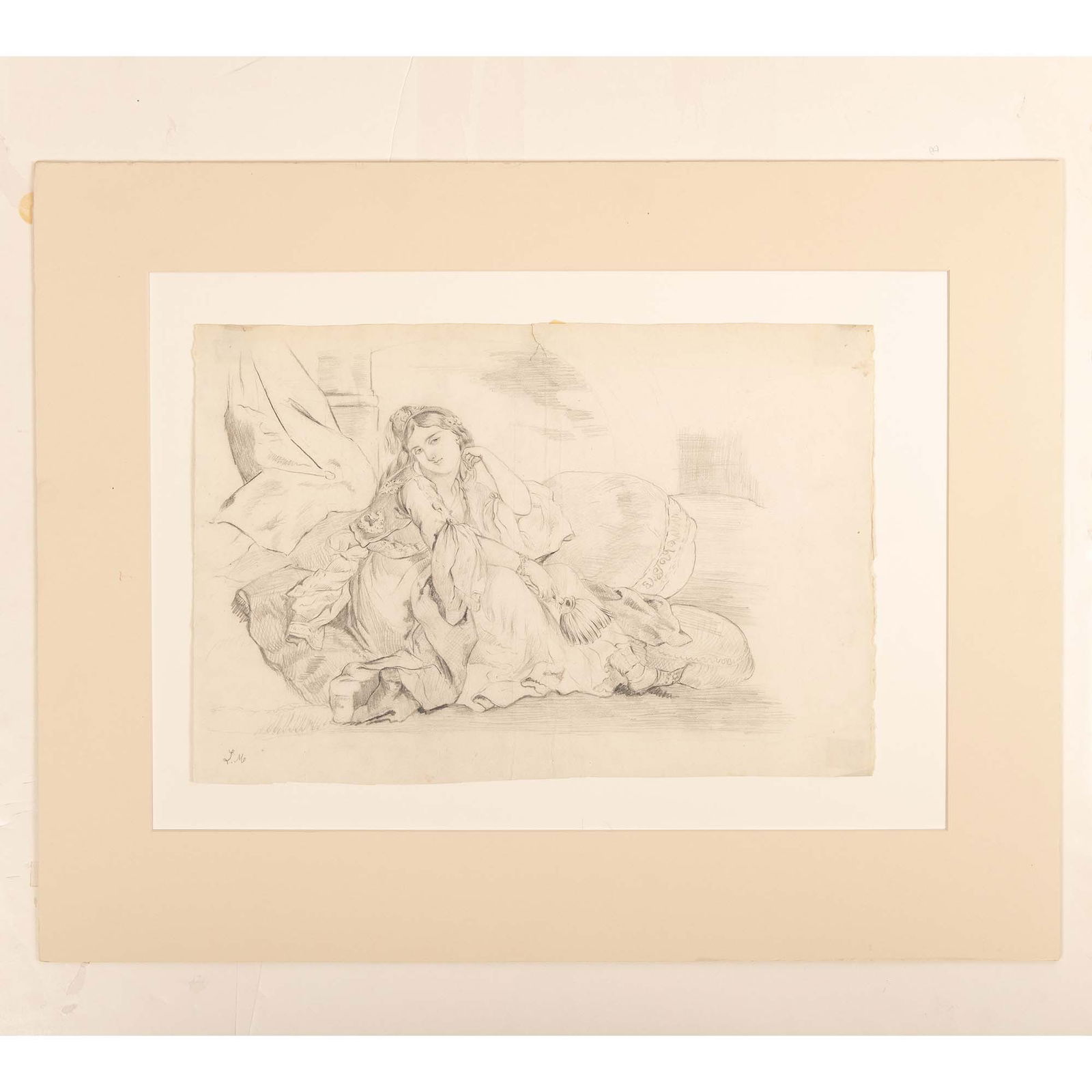 Antique Orientalism Original Graphite Drawing, Signed (1 of 5)
