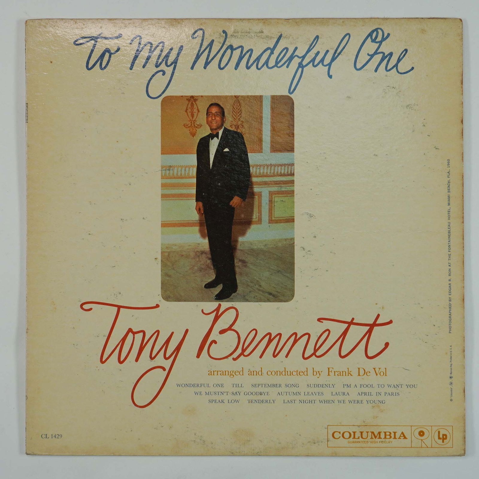 Tony Bennett, To My Wonderful One LP Album (1 of 4)