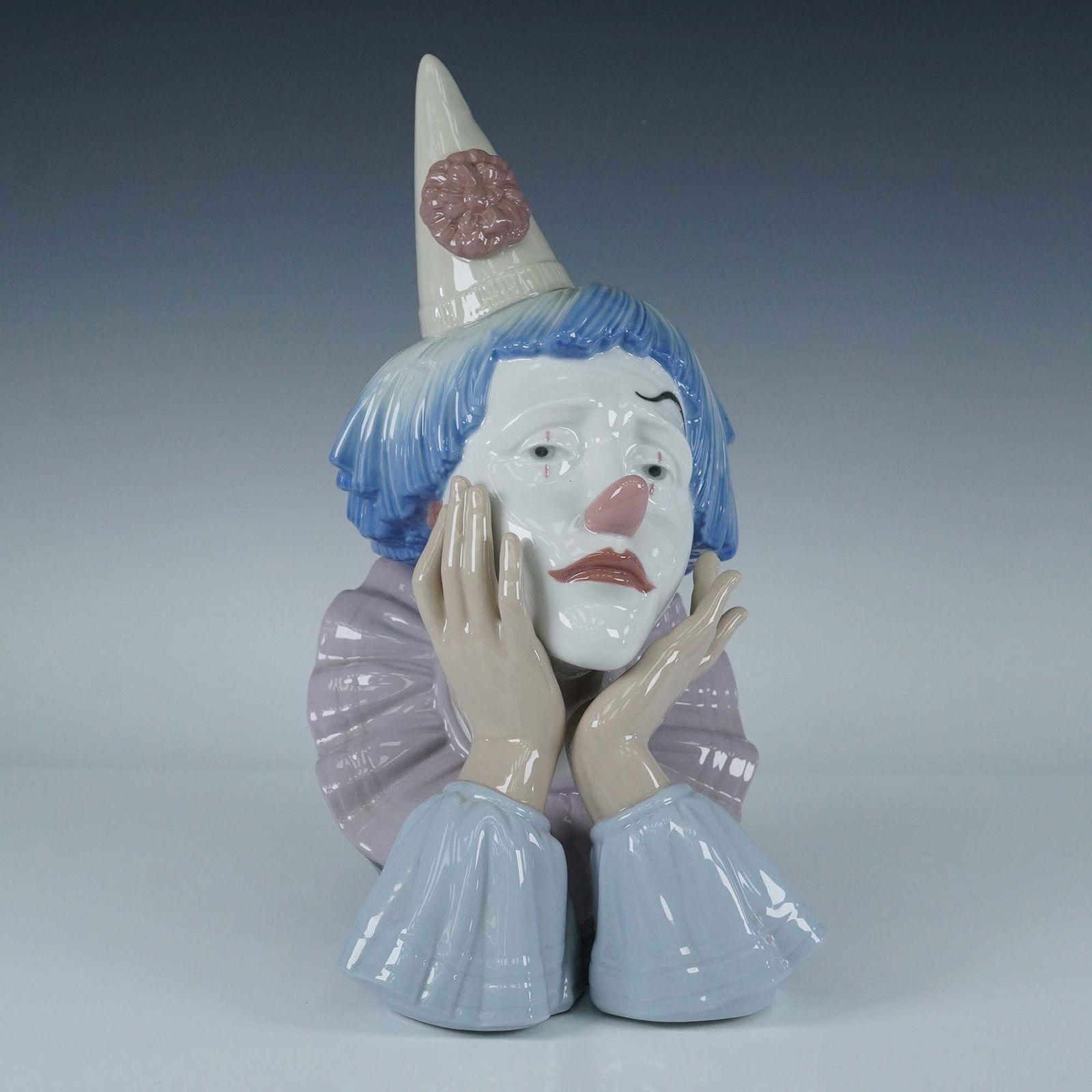 Lladro Porcelain Figurine 5129 Sad Jester Clown Bust with Box (1 of 6)