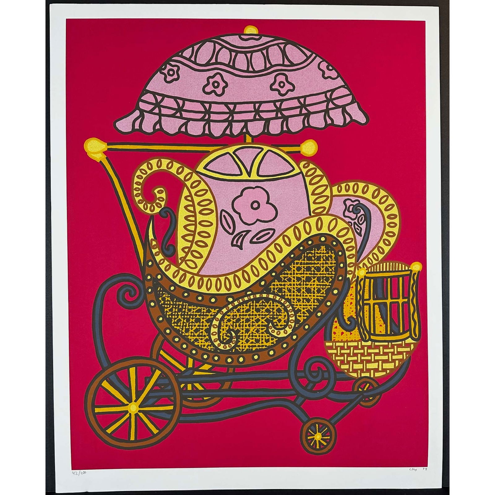 William Nelson Copley CPLY (American 1919-1996) Baby Buggy: Serigraph titled Baby Buggy. Year 1978. Signed lower right numbered 174/200. Sight size 26" x 33" Dimensions: See Description