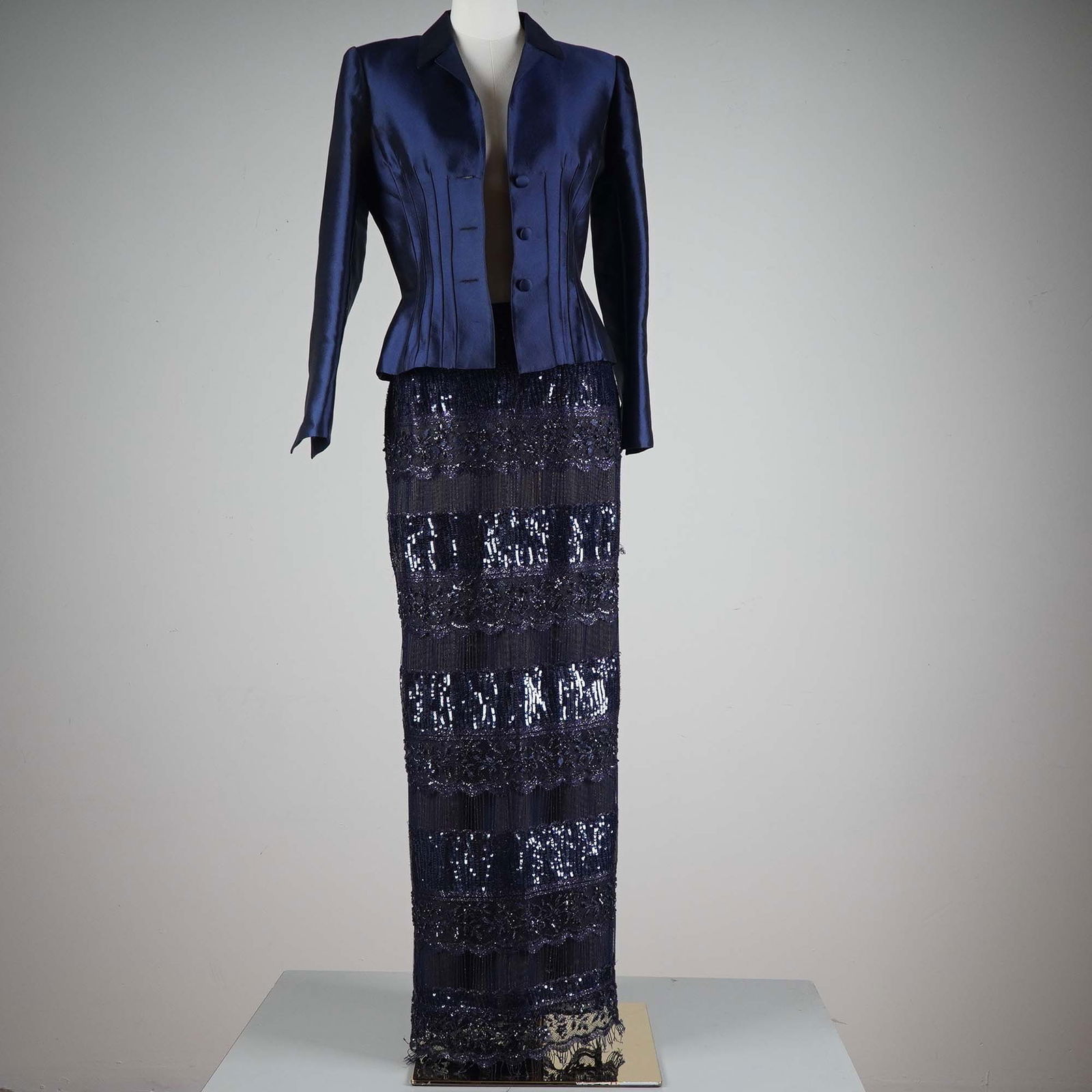 Liancarlo Couture Navy Silk Jacket and Sequin Skirt, Size 6 (1 of 7)